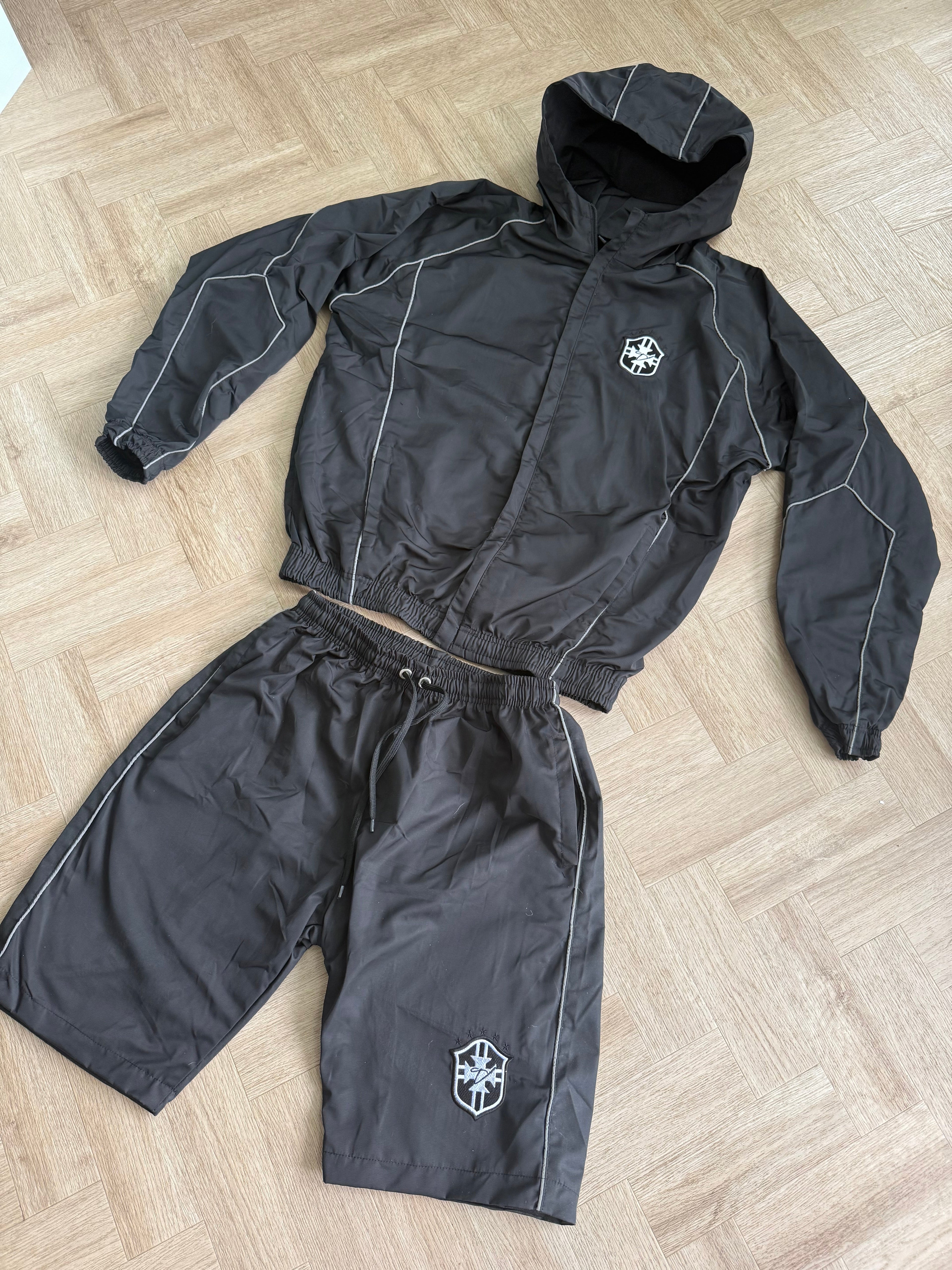 Brazil Black Windbreaker Shorts