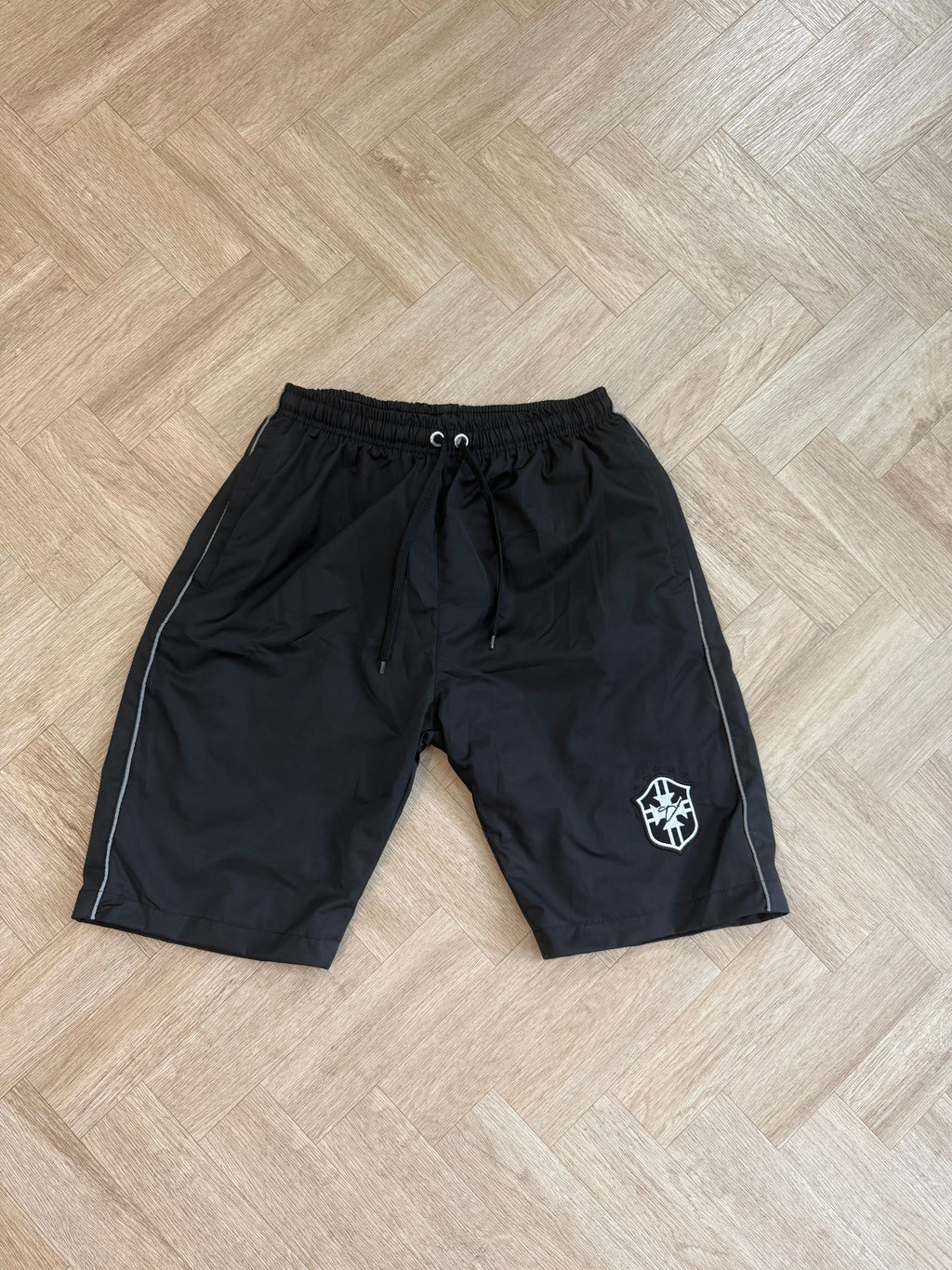 Brazil Black Windbreaker Shorts