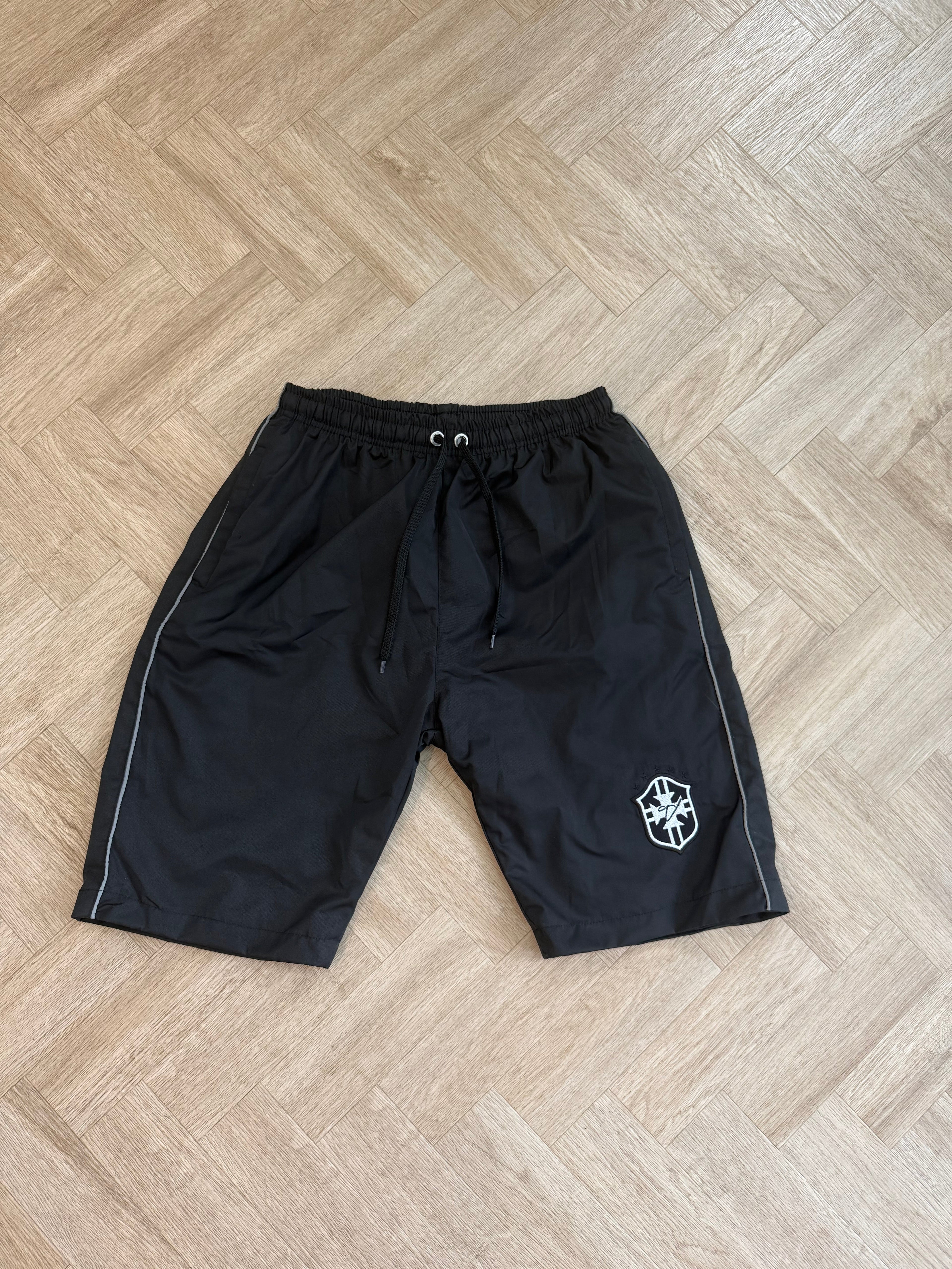 Brazil Black Windbreaker Shorts